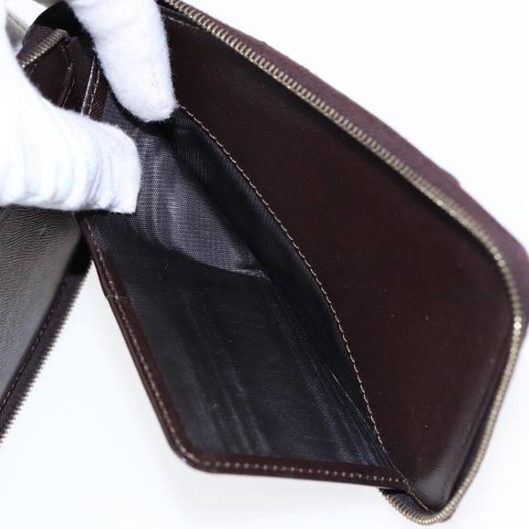 CELINE Macadam Canvas Shoulder Wallet PVC Leather Gold Brown Auth 87855 - Picture 11 of 16